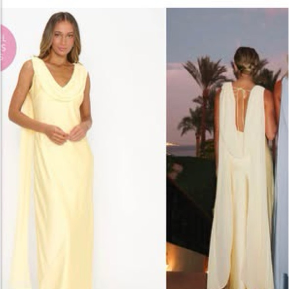 Show Me Your MuMu Pale Yellow Draped Maxi Dress